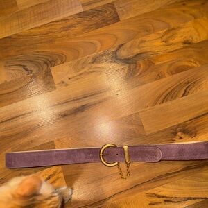 Nan Lewis women’s 4X belt dusty rose mauve color gold detail retro leather chain